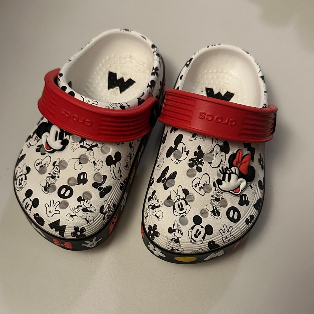 CROCS Kids' Mickey Mouse Sandals - Black, White, and Red